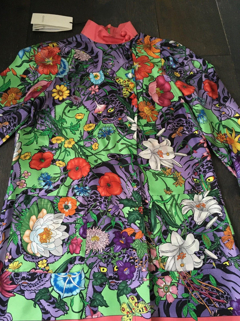 Flora Tiger Printed Silk Tunic Blouse