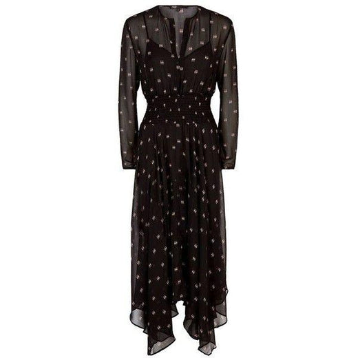 Make Black Printed Chiffon Ramini Dress