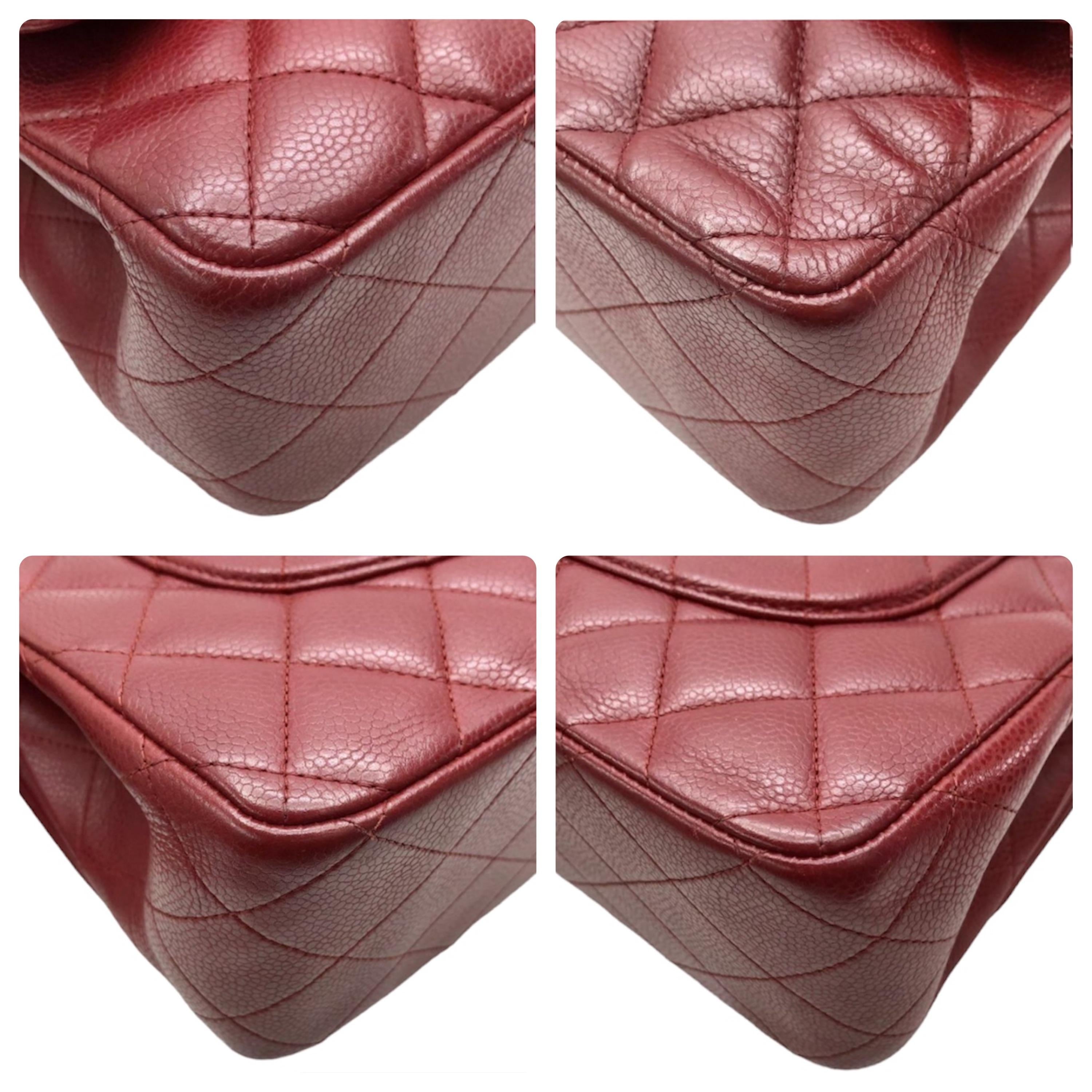 Chanel Burgundy Caviar Leather Jumbo Double Flap Bag
