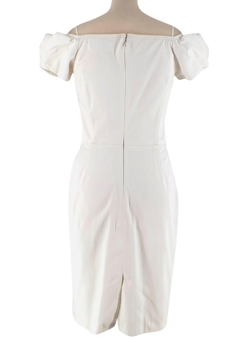 Dior Ivory Cotton Blend Midi Puff-Sleeve Dress