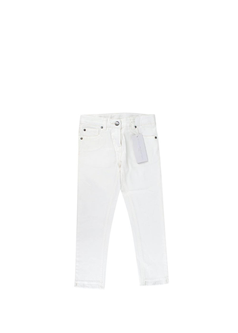 White Skinny Fringed Hem Jeans