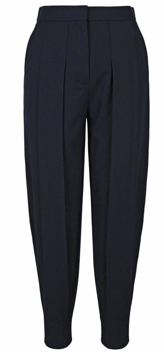 Chelsea Navy Blue Wool Front Pleat Tapered Trousers