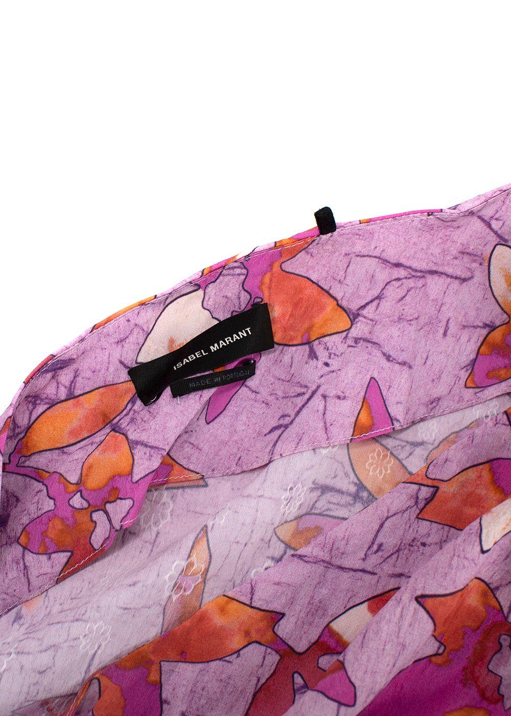 Isabel Marant Purple Patterned Off Shoulder Mini Dress