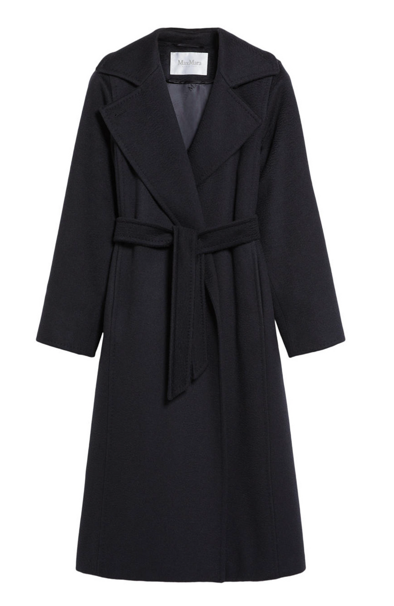 Black Wool Belted Coat
