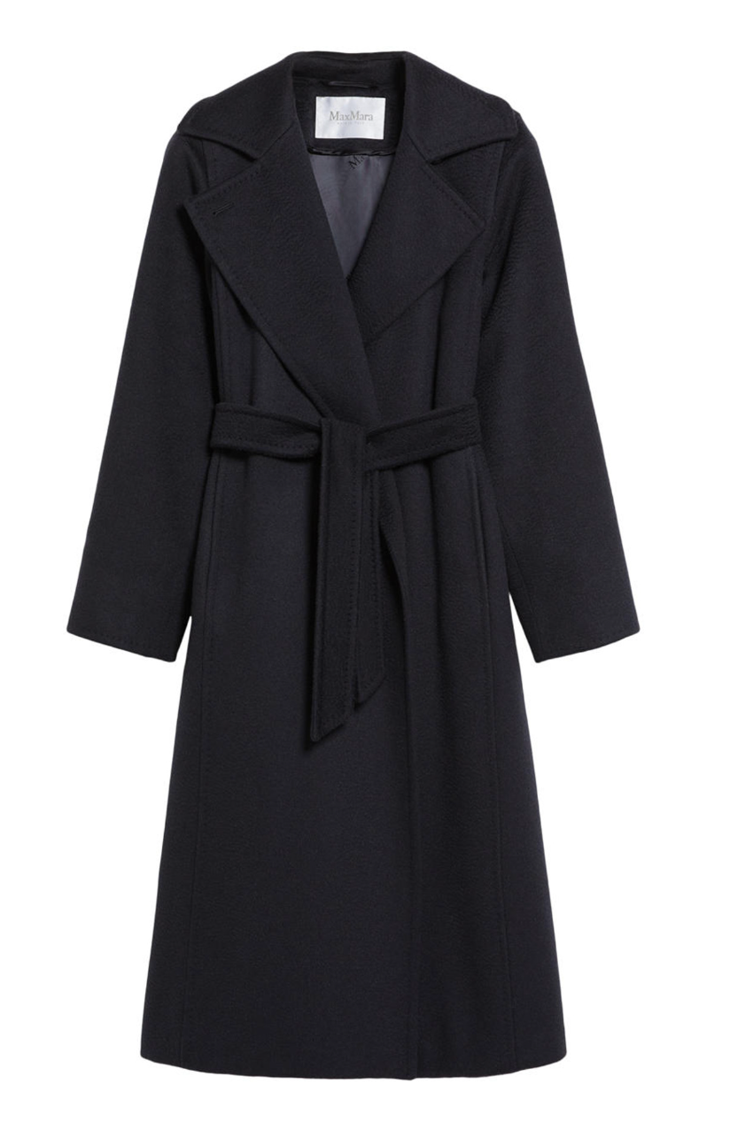 Black Wool Belted Coat