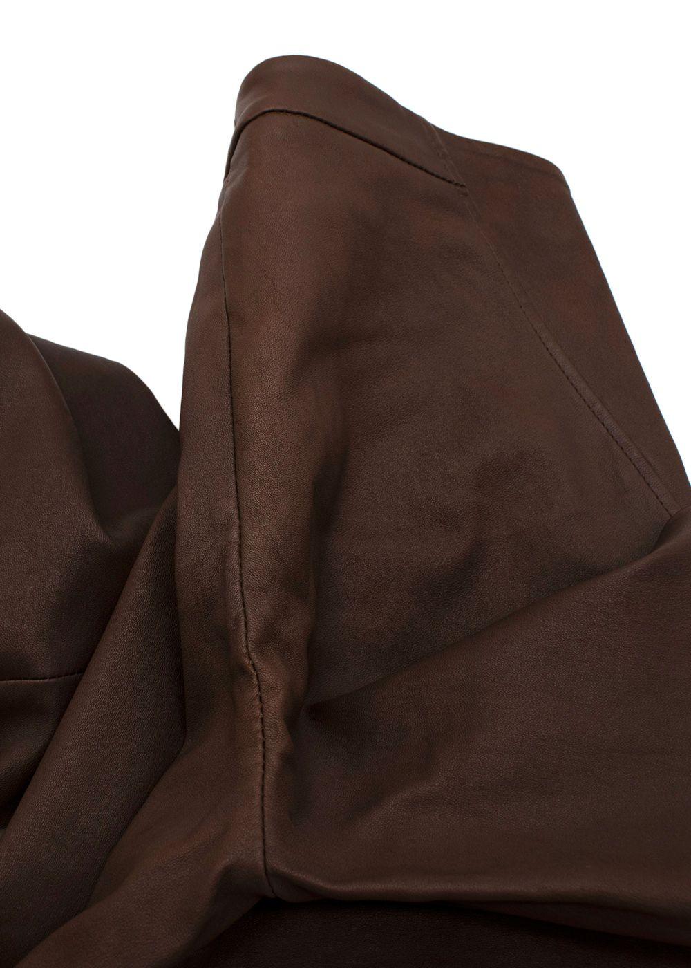 Brown Leather Skinny Leg Trousers