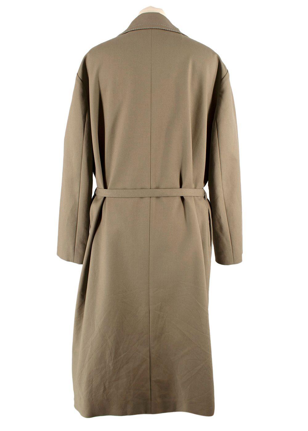 Rochas Khaki Belted Longline Trench Coat