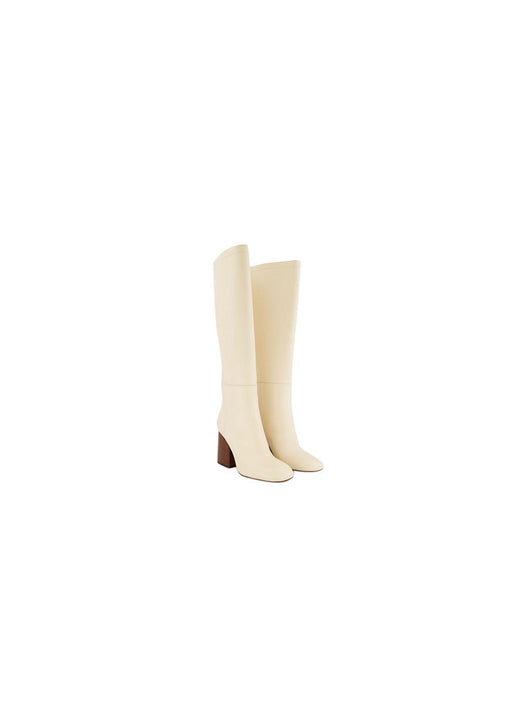 Ivory Leather OTK Boots