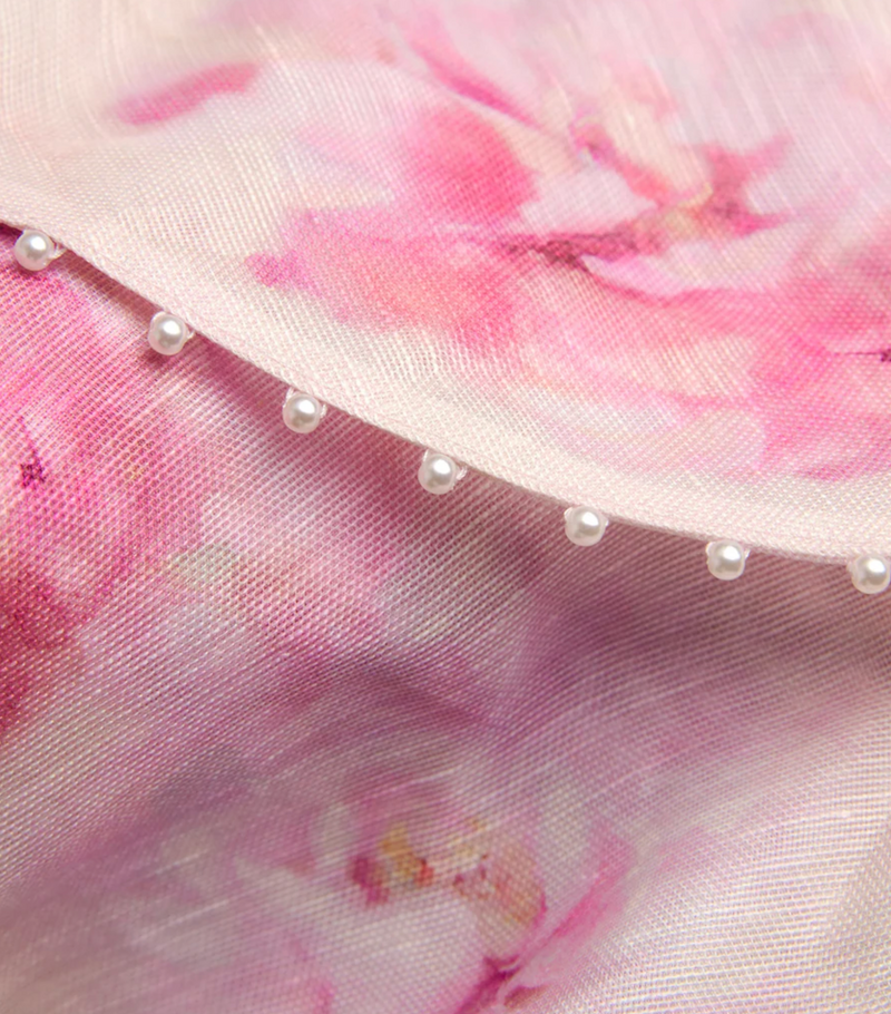 Zimmermann Linen-Silk Floral-Embellished Midi Dress