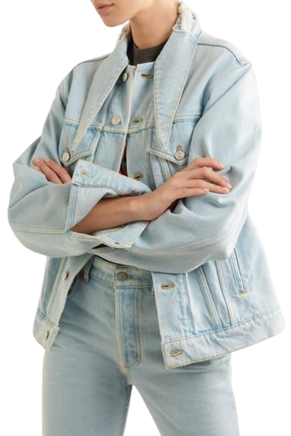 Scarf Frayed Denim Jacket
