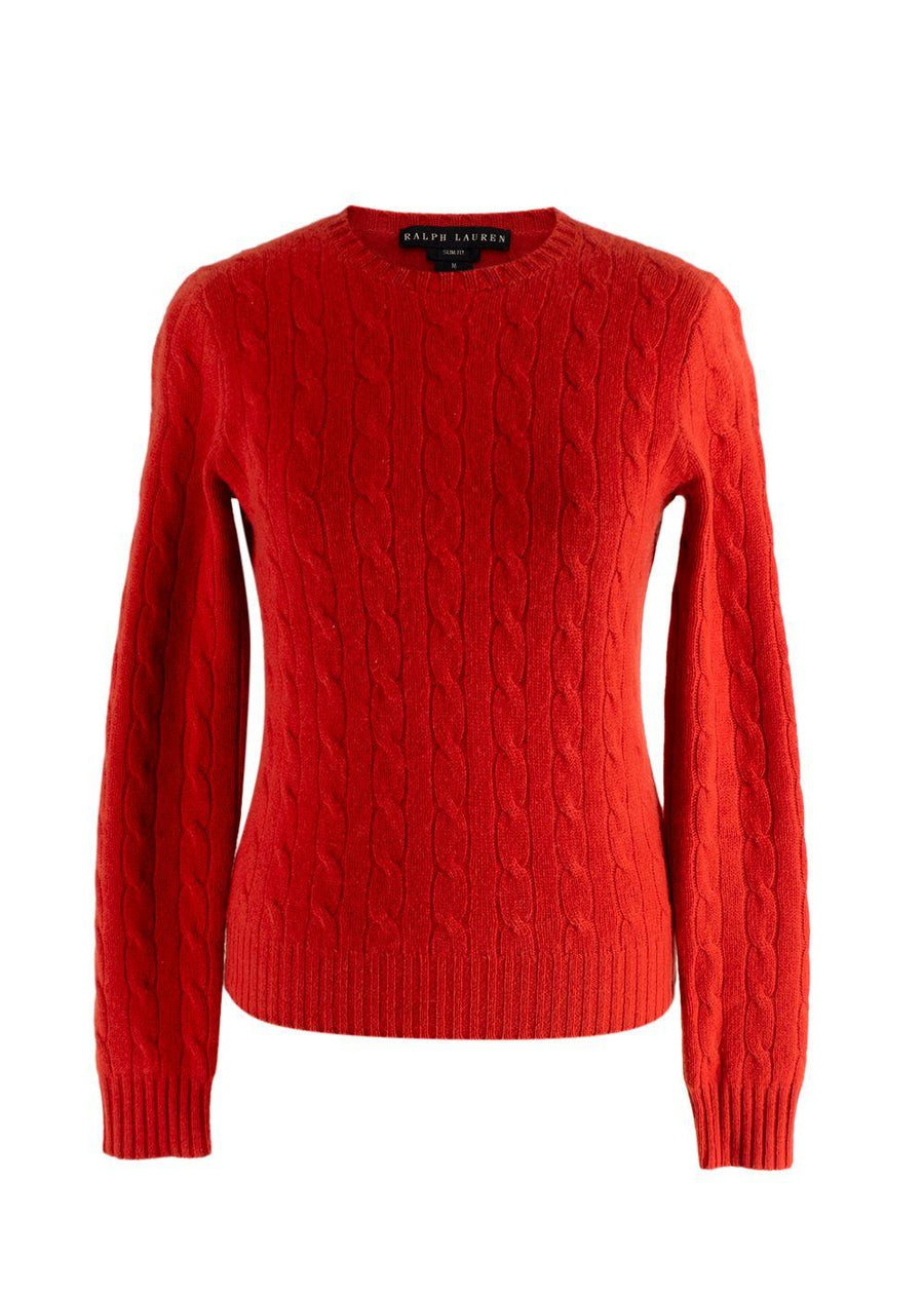 Ralph Lauren Orange Cable Knit Cashmere Jumper