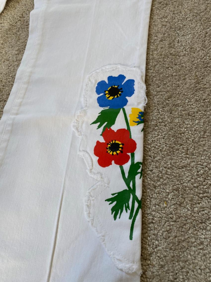 Sonia Rykiel white denim floral embroidered jeans