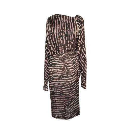 Tom Ford Zebra Print Draped Silk Midi Dress