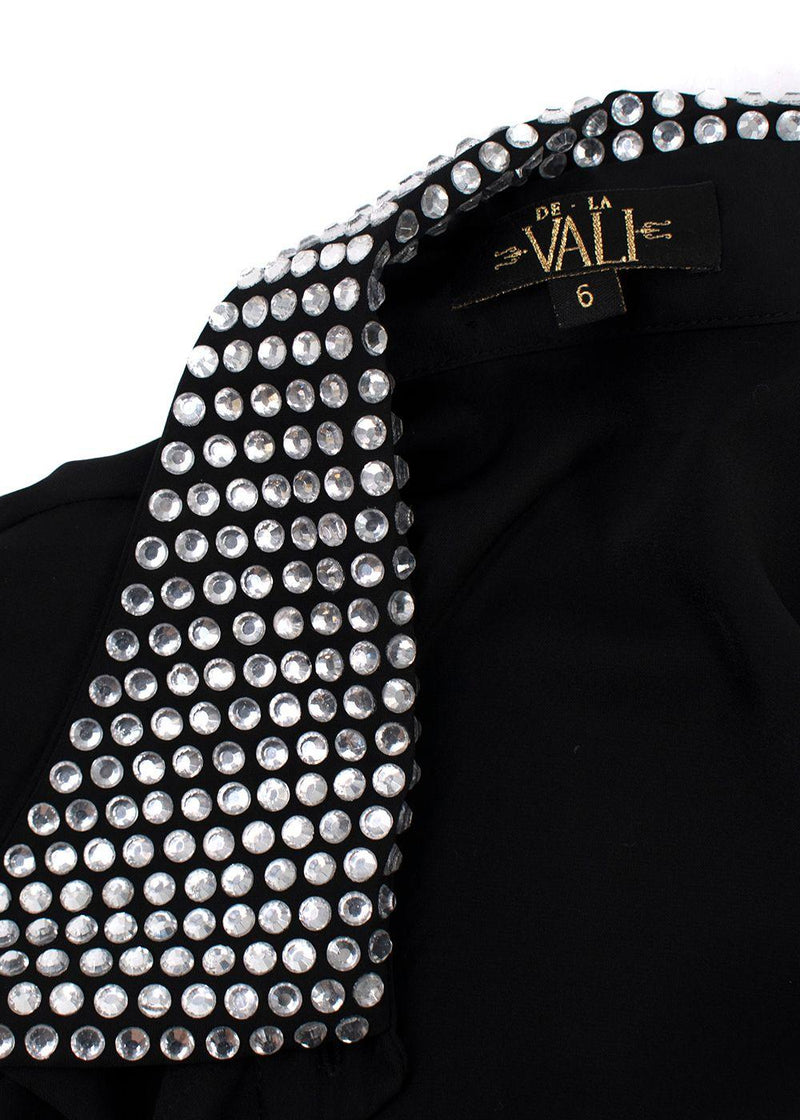 De La Vali Black El Paso Crystal Embellished Shirt Dress