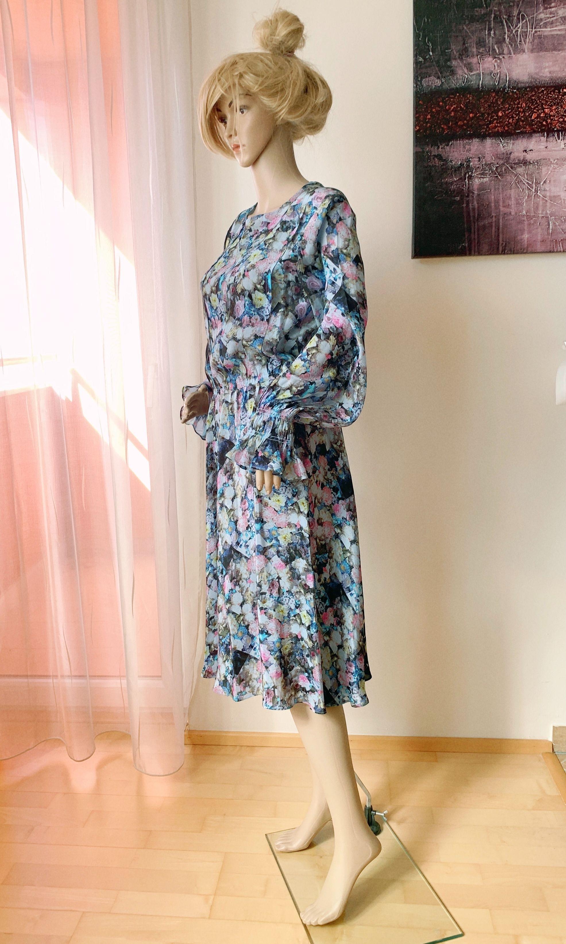Line Abstract Floral & Checkered Print Kara Dress