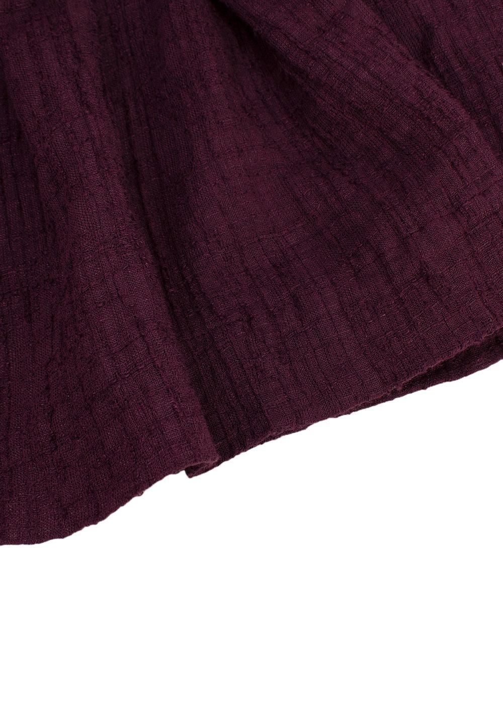 Masscob Burgundy Short Sleeve Sheer Blouse