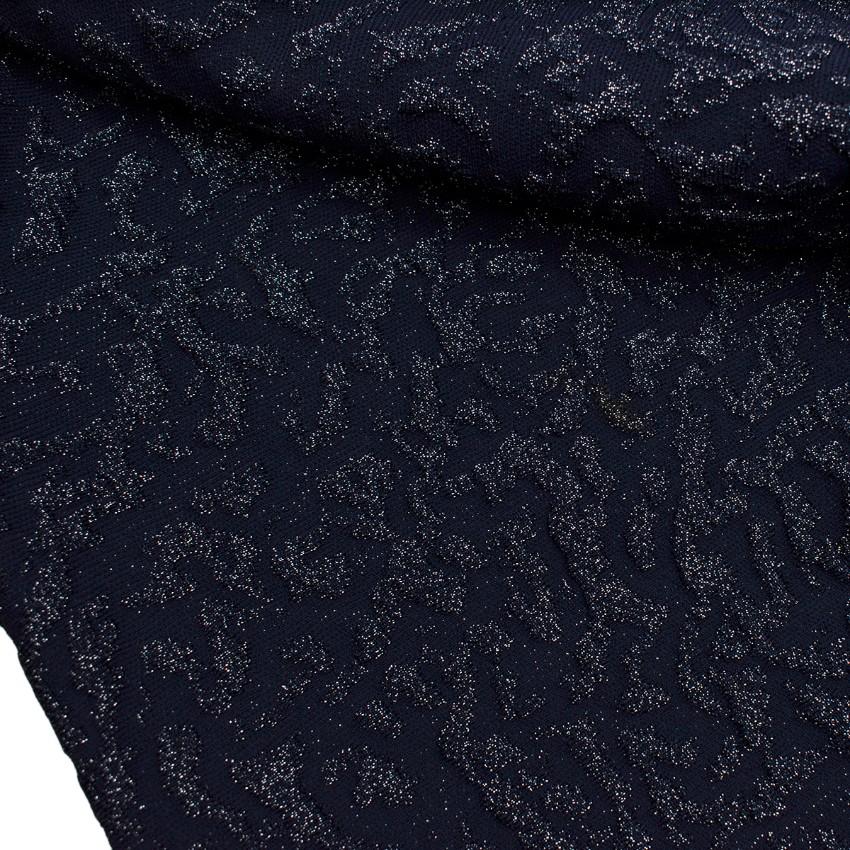 Antonino Valenti Navy with Metallic Thread Ruffled Dress