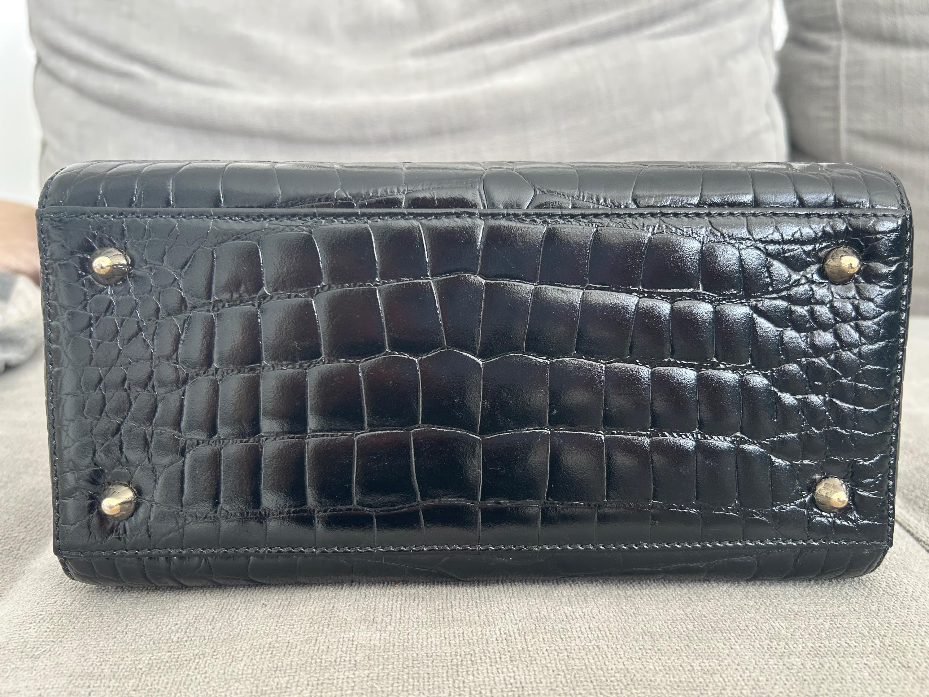 Dior Medium Lady Dior Black Alligator Bag