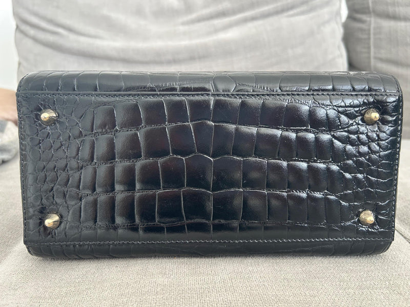 Dior Medium Lady Dior Black Alligator Bag