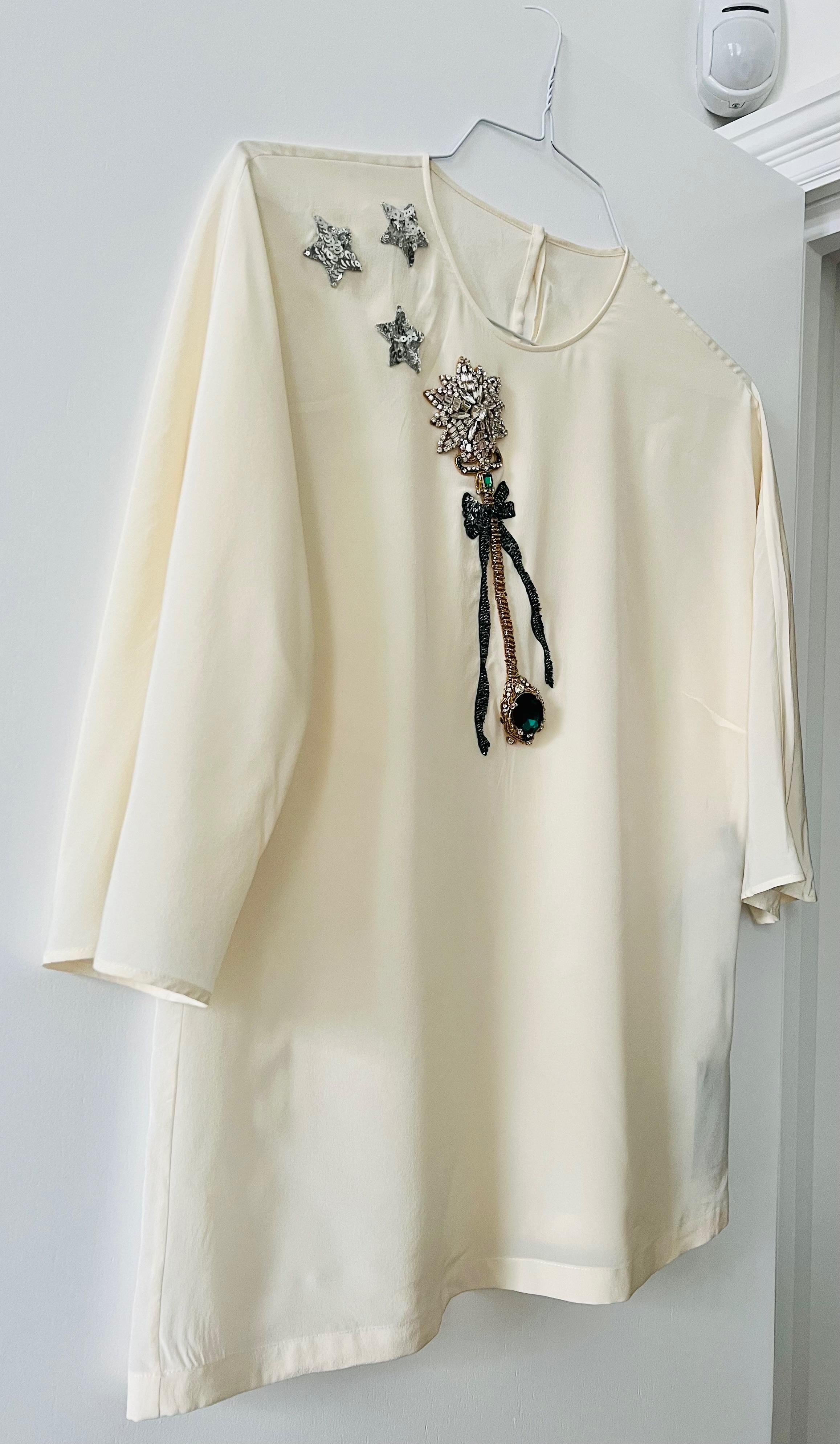 Dolce & Gabbana Cream Embellished Blouse