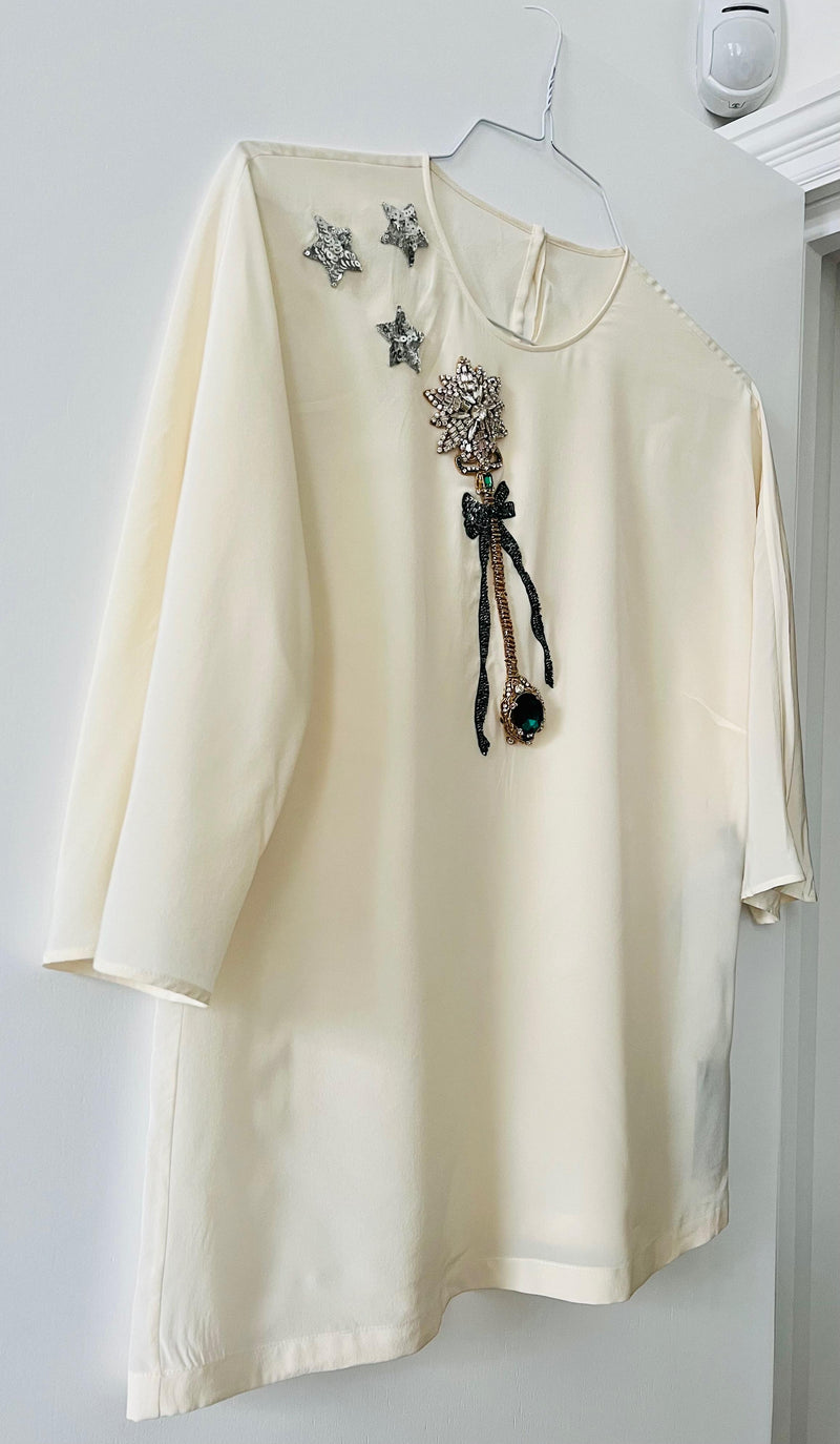 Dolce & Gabbana Cream Embellished Blouse