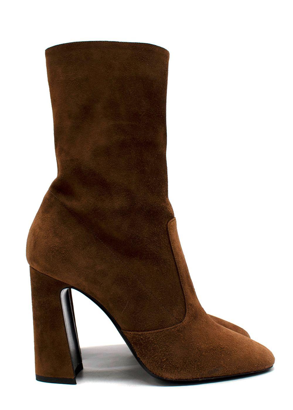 Saint Laurent Brown Suede Ankle Boots
