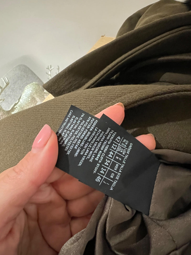 Atelier khaki wool & fur wrap coat