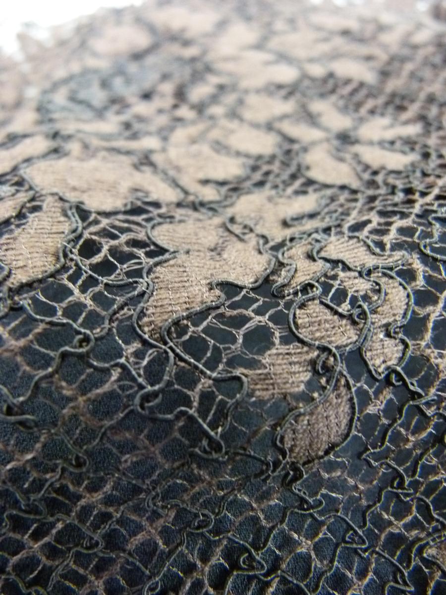 Escada Brown Lace Party Top with Black Bow
