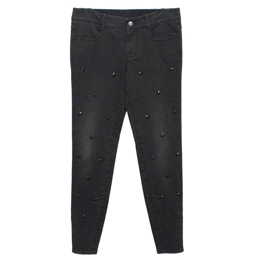 Stella McCartney Grey/Black Jeans With Star Embellishment