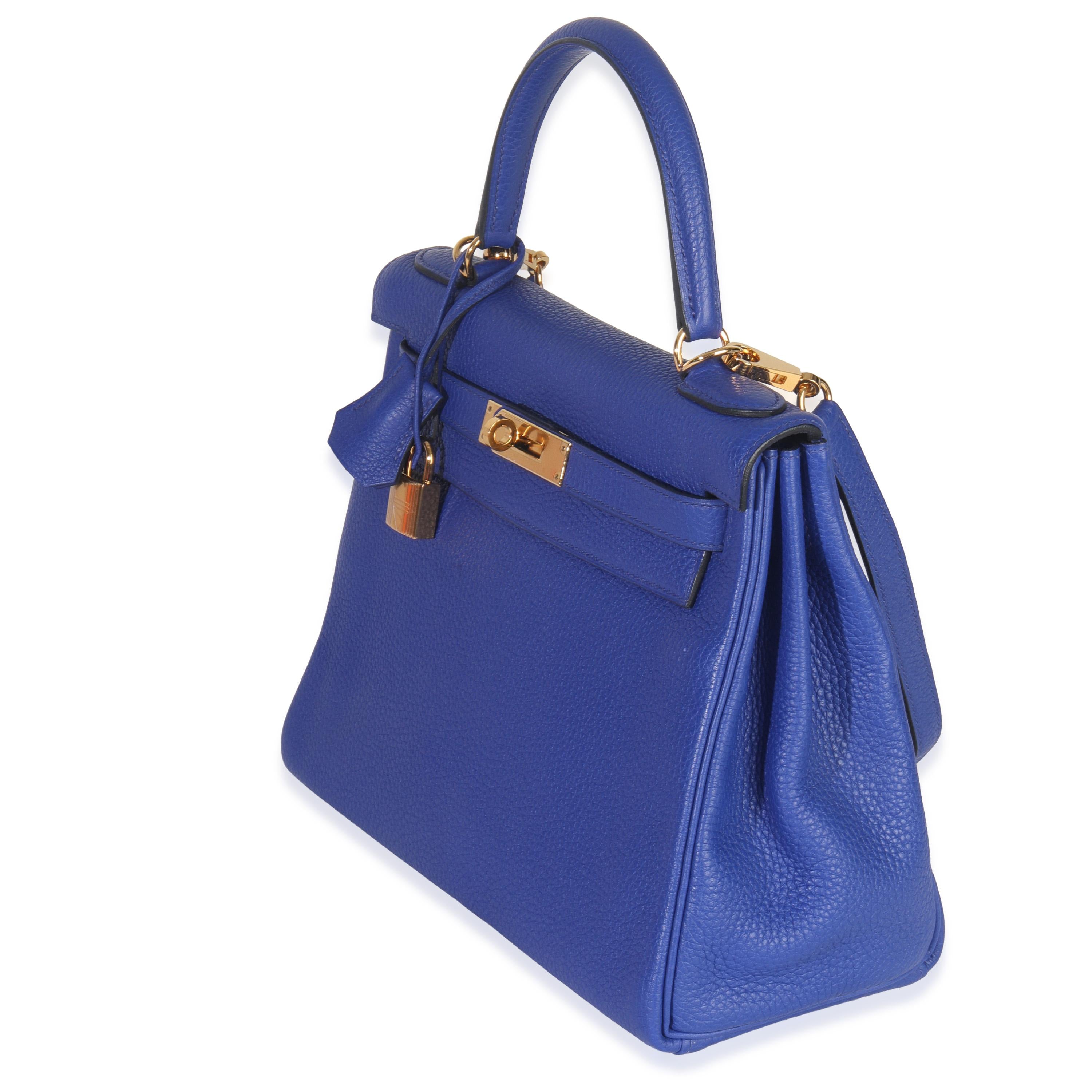 Hermès Bleu Electrique Togo Retourne  GHW Kelly 28
