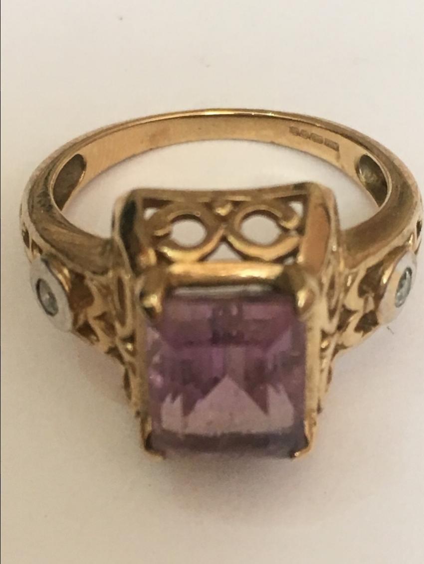 vintage amethyst and white diamond ring