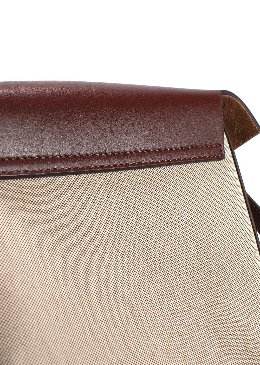 Manu Atelier Chocolate Brown Leather and Canvas Mini Pristine Crossbody Bag
