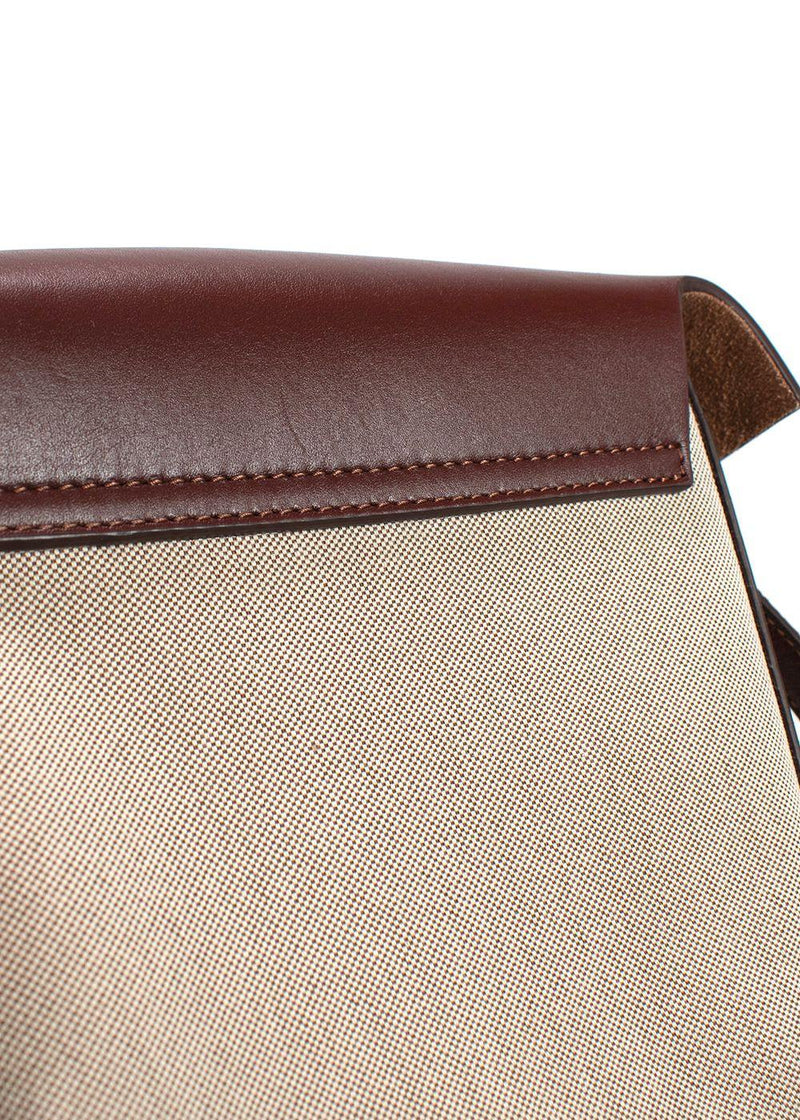 Manu Atelier Chocolate Brown Leather and Canvas Mini Pristine Crossbody Bag