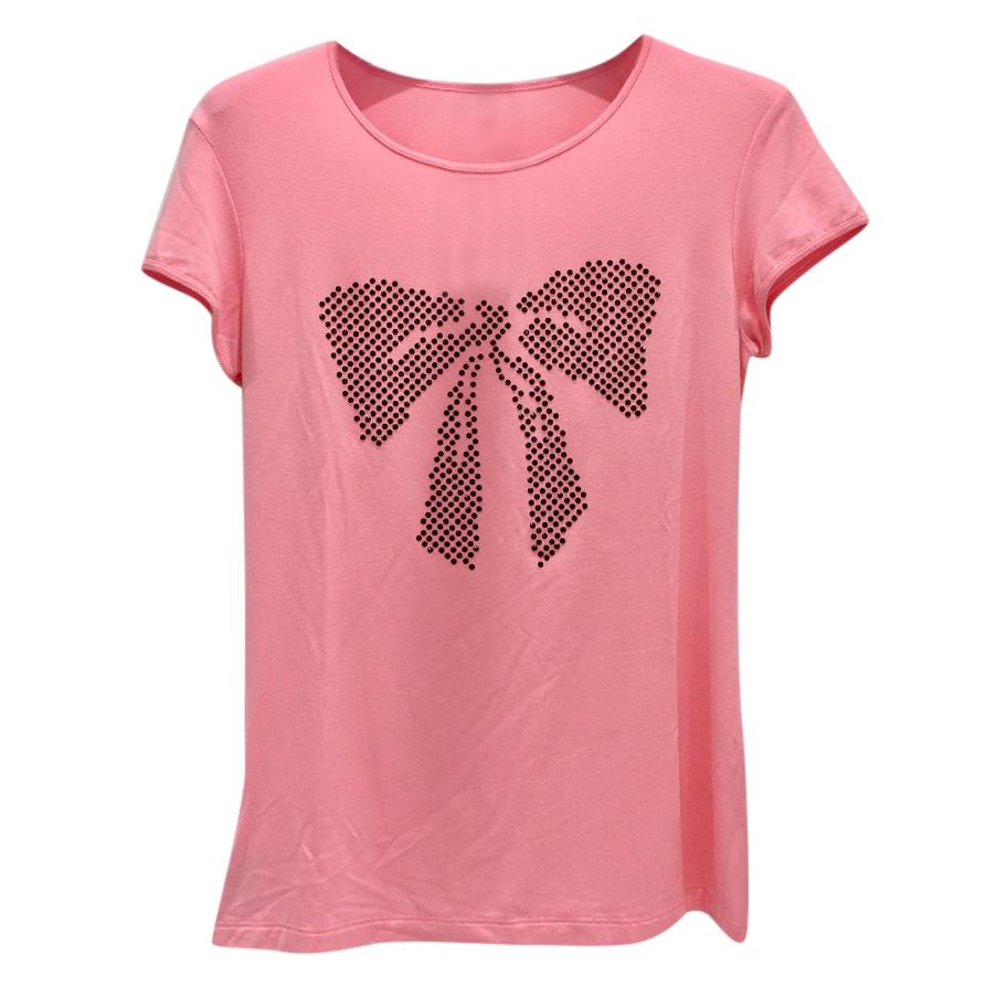 Free Voogue Italy Rose Pink Bow T Shirt