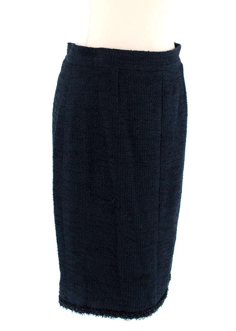 Chanel Black & Blue Boucle Tweed Pencil Skirt