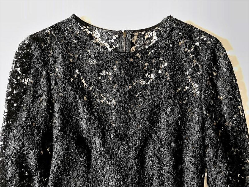Dolce & Gabbana black & white lace longsleeve dress
