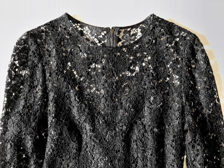 Dolce & Gabbana black & white lace longsleeve dress