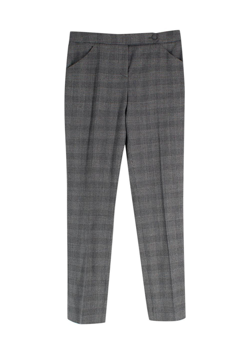 Giorgio Armani Grey Wool-Blend Checked Trouser