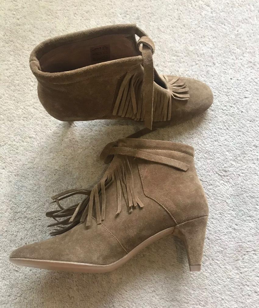 Maje Suede Frange Ankle Boots
