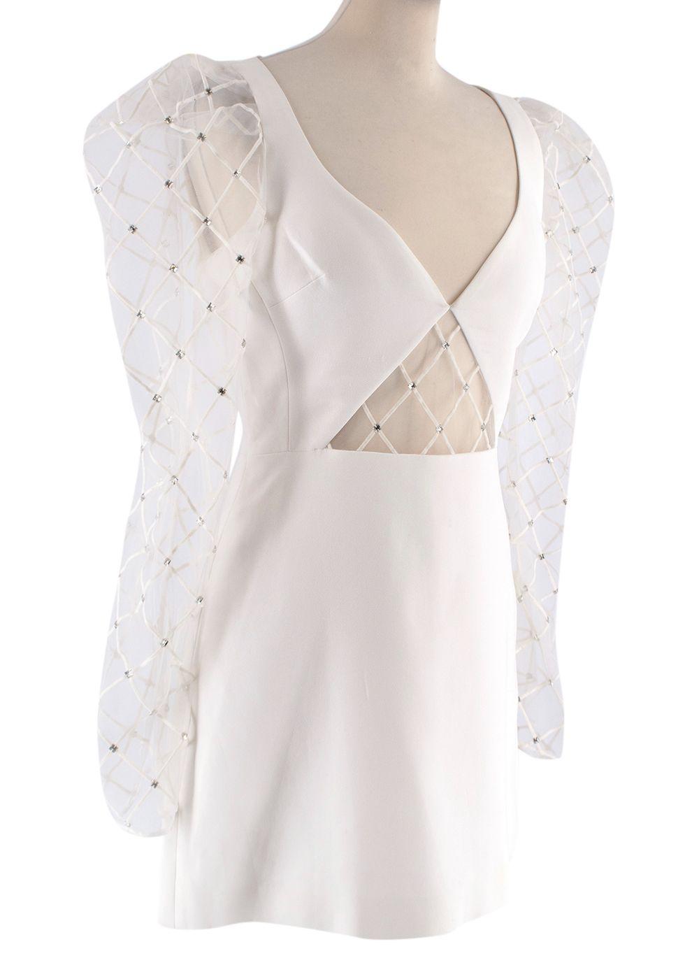 Ivory Mesh Panelled Mini Dress