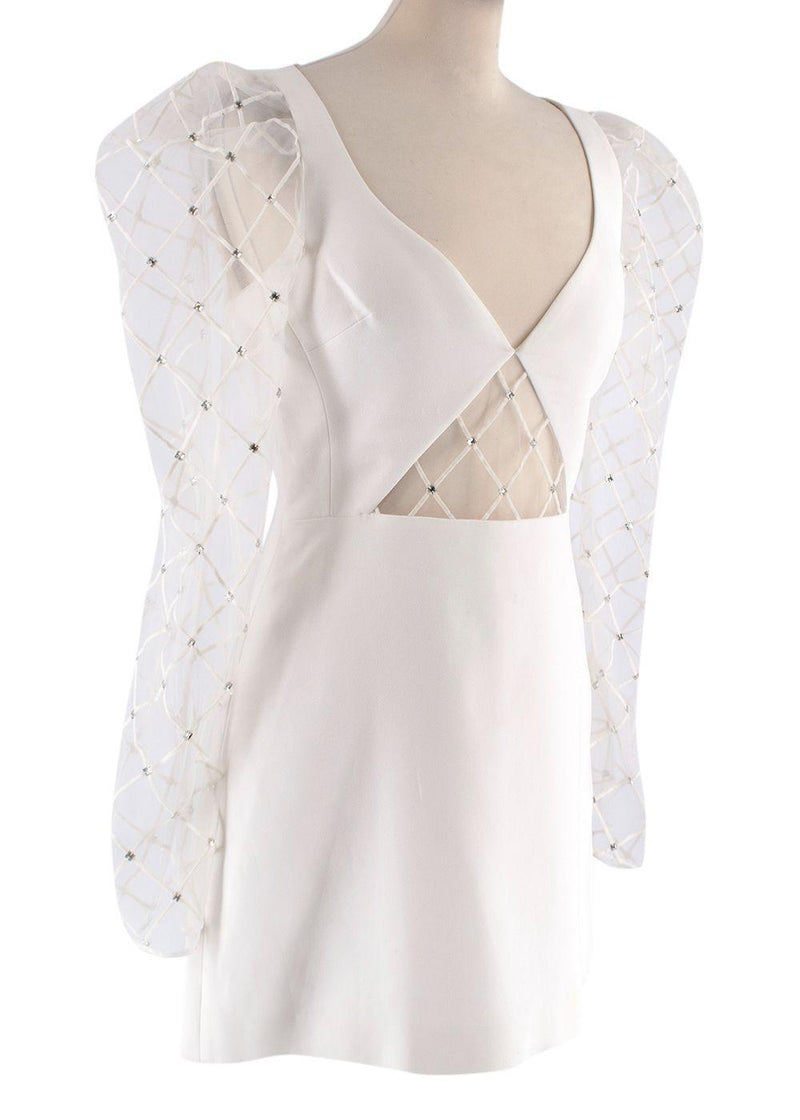 Ivory Mesh Panelled Mini Dress