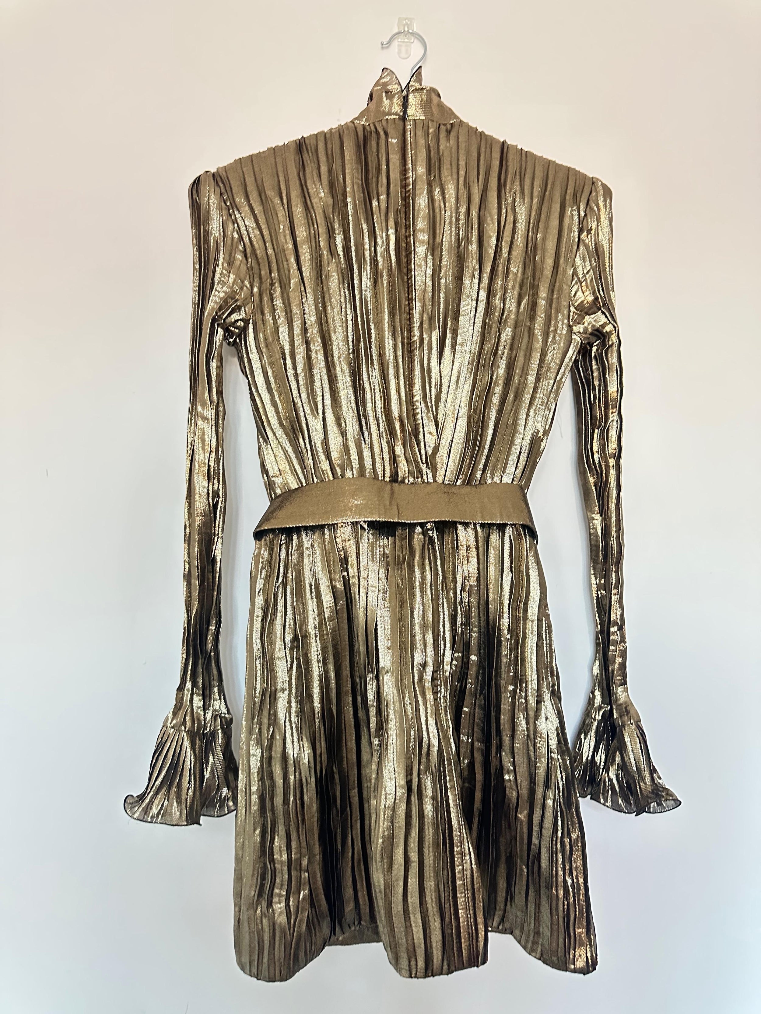 Andrew GN Gold Metallic Mini Dress