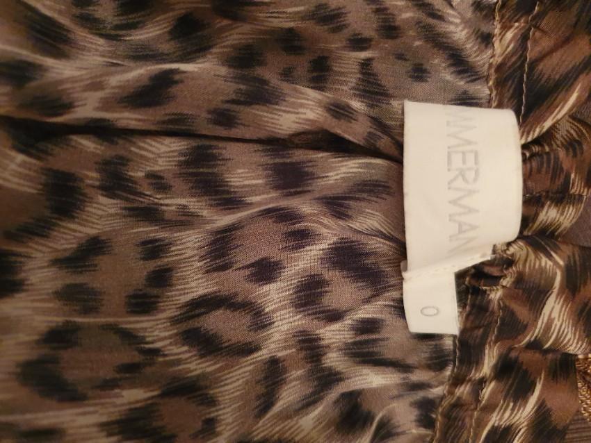 Zimmermann Leopard Print Oversize Balloon Sleeve Top