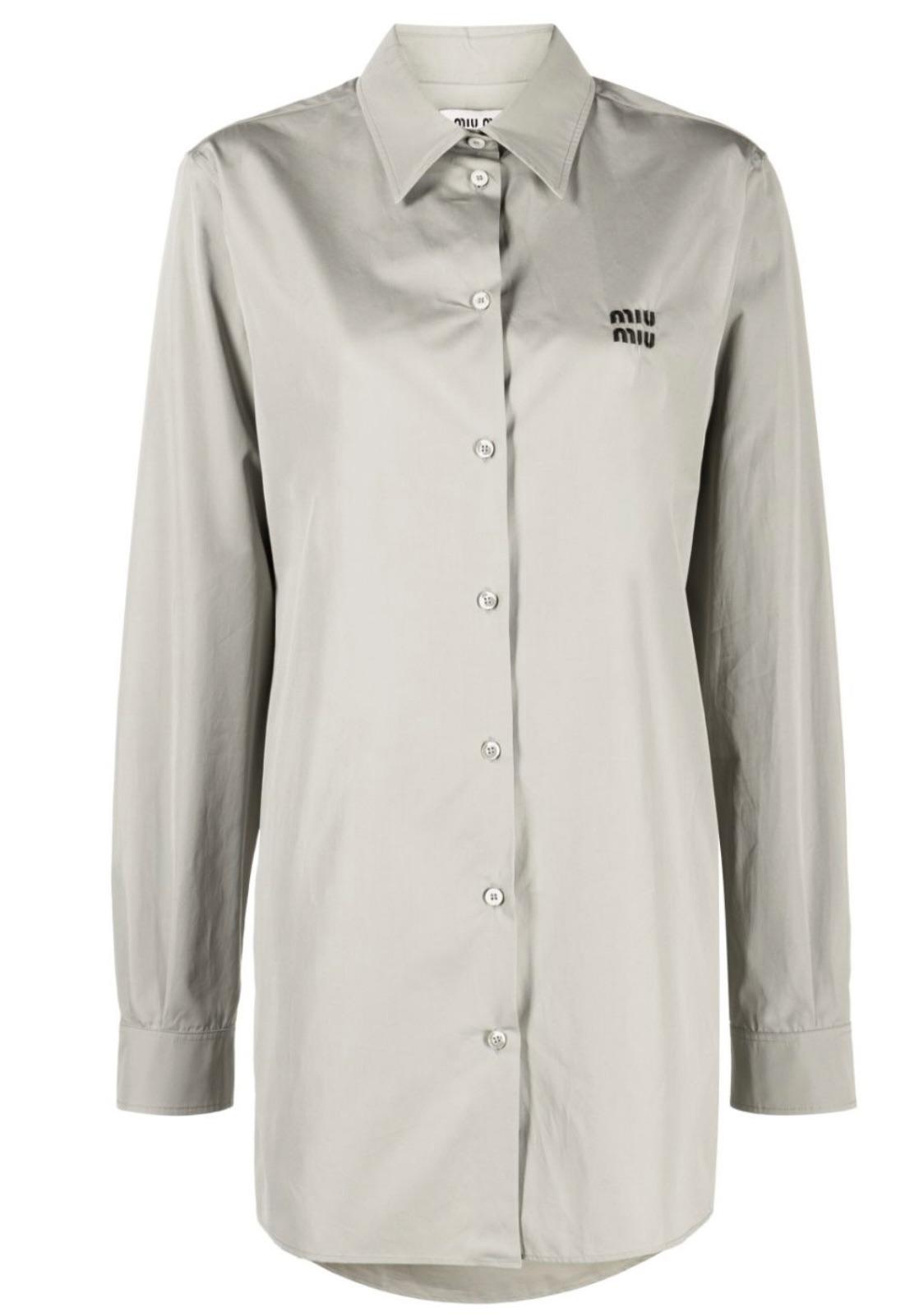 Miu Miu Grey Logo Detail Shirt