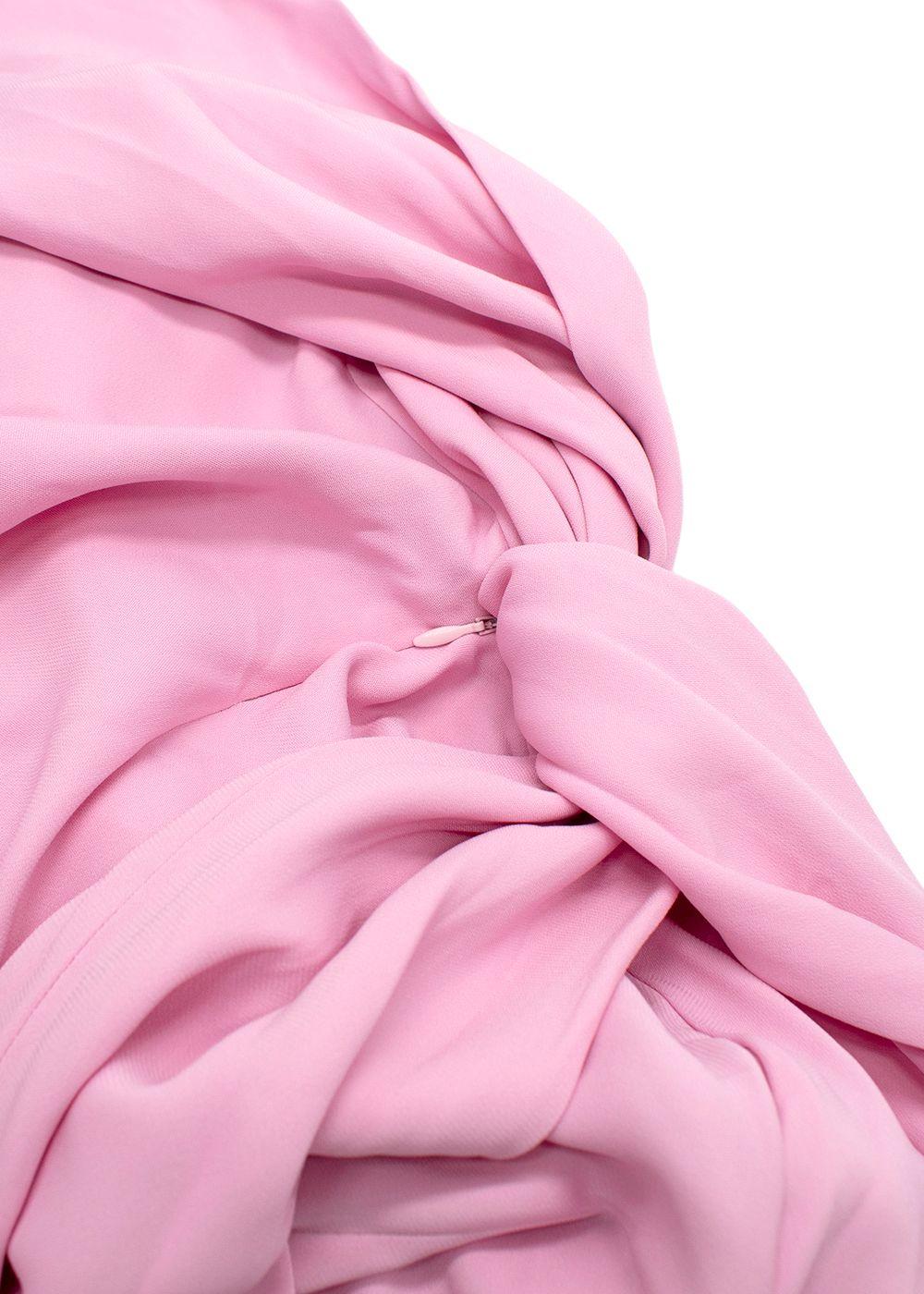 The Attico “Becky” Cutout Woven Mini Dress in Bubblegum Pink