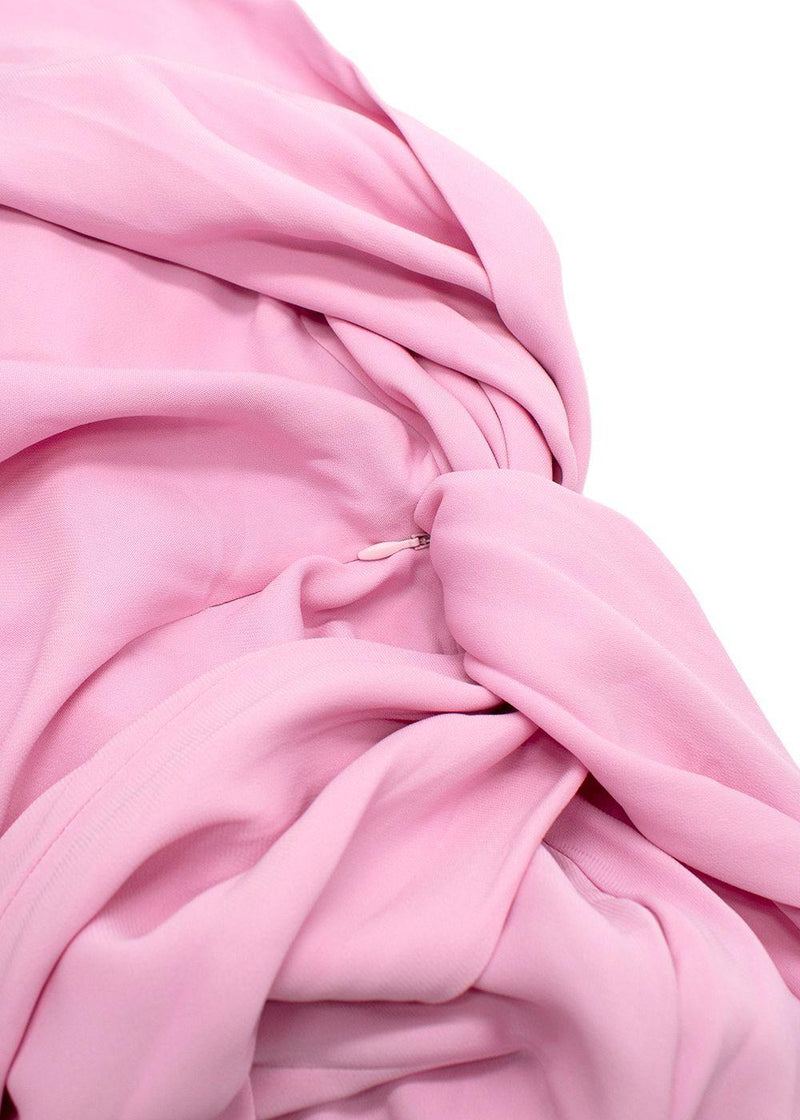 The Attico “Becky” Cutout Woven Mini Dress in Bubblegum Pink