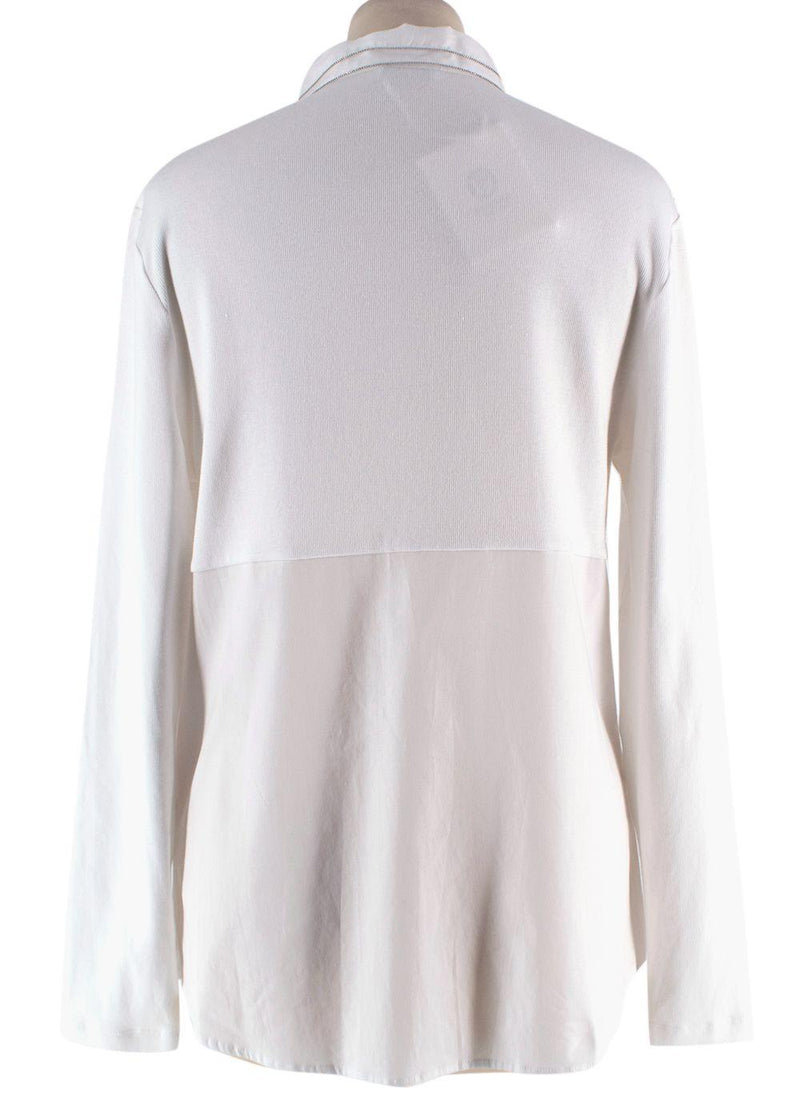 Peserico White Cotton Beaded Shirt