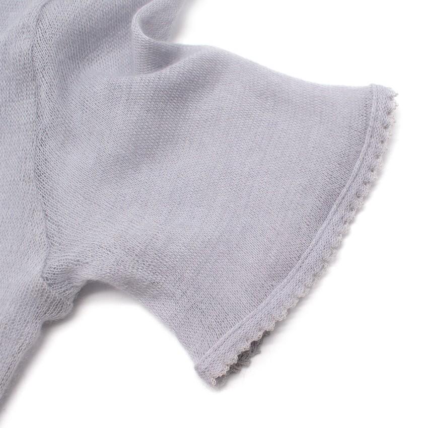 Chanel Lilac-Grey Sheer Cashmere Blend Knit Top