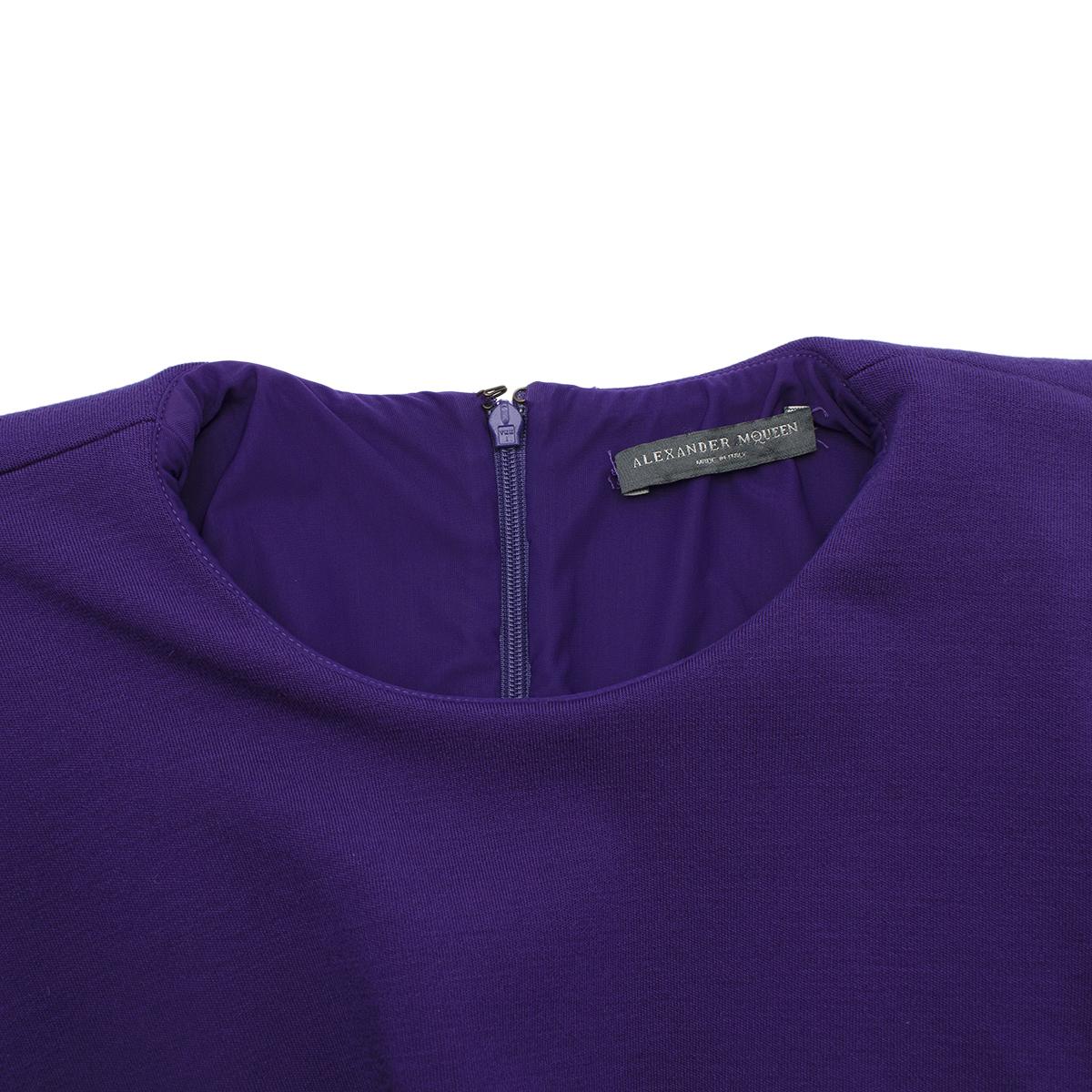 Alexander McQueen Violet Wool Jersey Frill Hem Dress