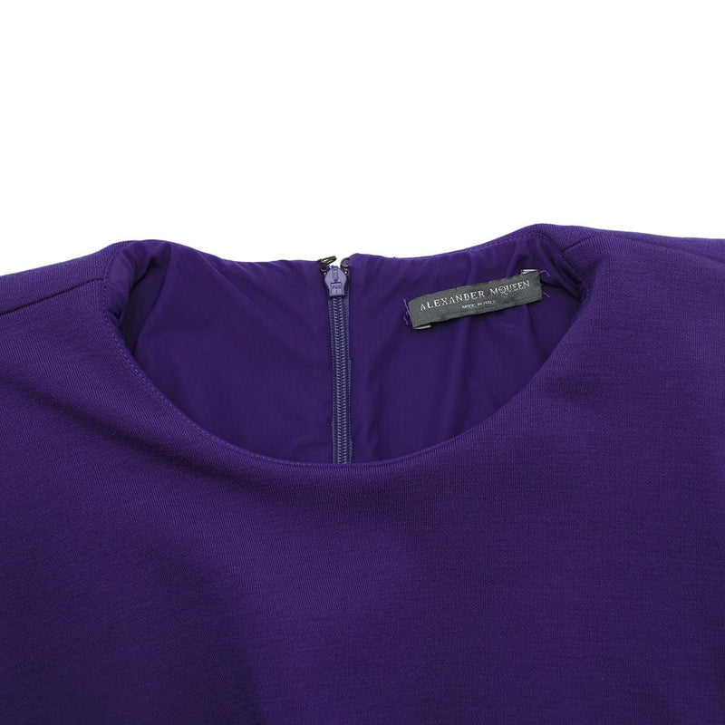 Alexander McQueen Violet Wool Jersey Frill Hem Dress